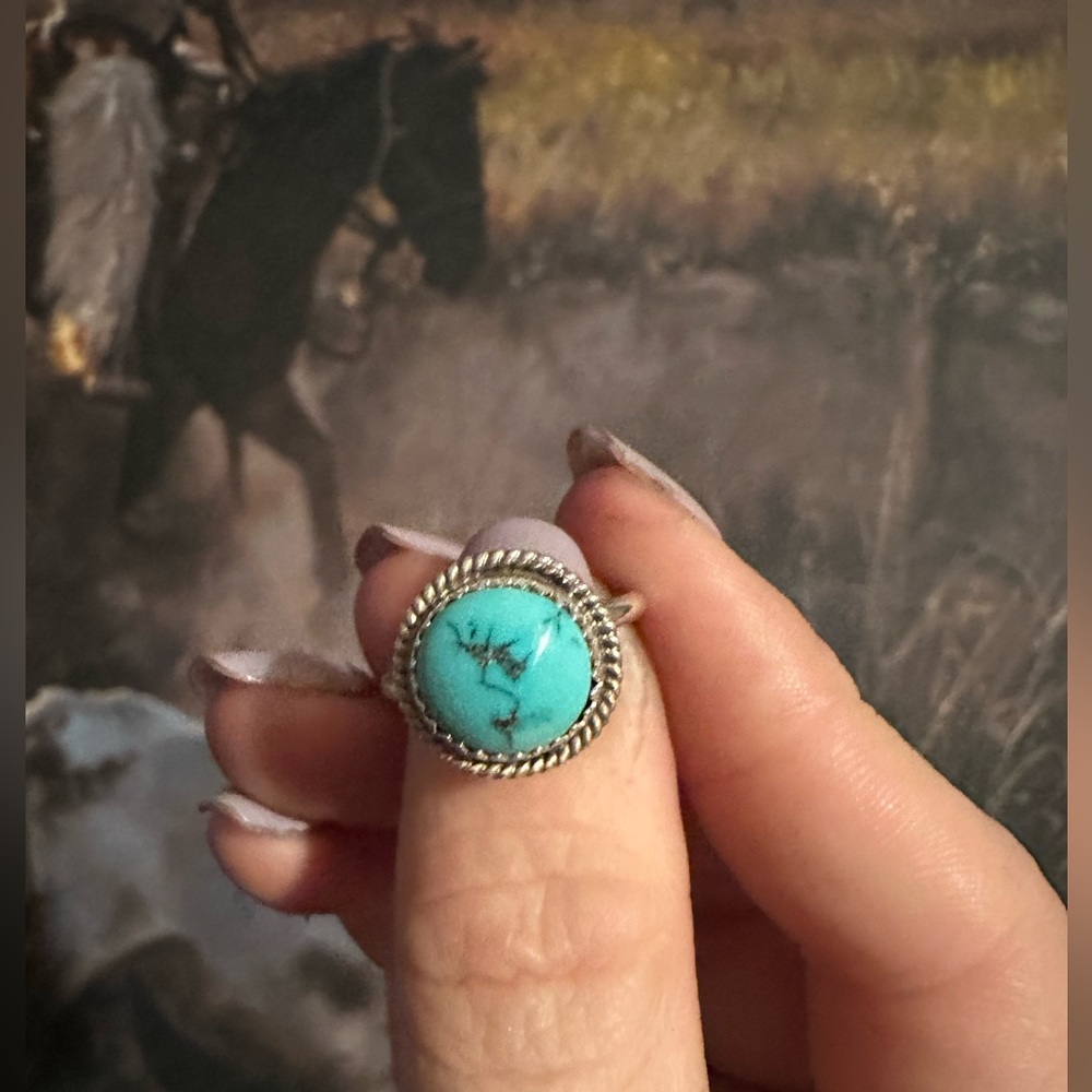 Turquoise Ring with rope details